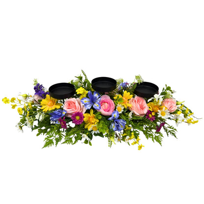 Lnymura 24" Spring Summer Floral Candle Holder Centerpiece for Table Decor