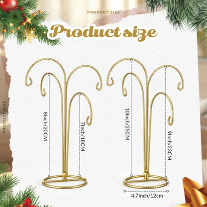 Otoolling 4 Arms Ornament Display Stand Holder 12 Inch Christmas Hanger Hook Dog Cat Glass Ball Bauble for Christmas Wedding Home Office Decoration (Gold)