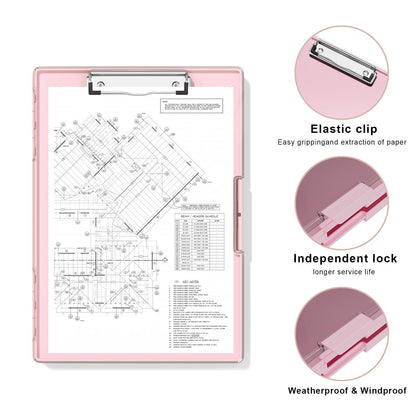 Hongri Clipboard with Storage, Pink 8.5 x 11 Folder Nursing Side Opening, Heavy Duty with Dual Compartment, Smooth Writing for Teachers, Classroom, Size 13.3 x 9.4 x 1.5 in, Office & School Supplies
