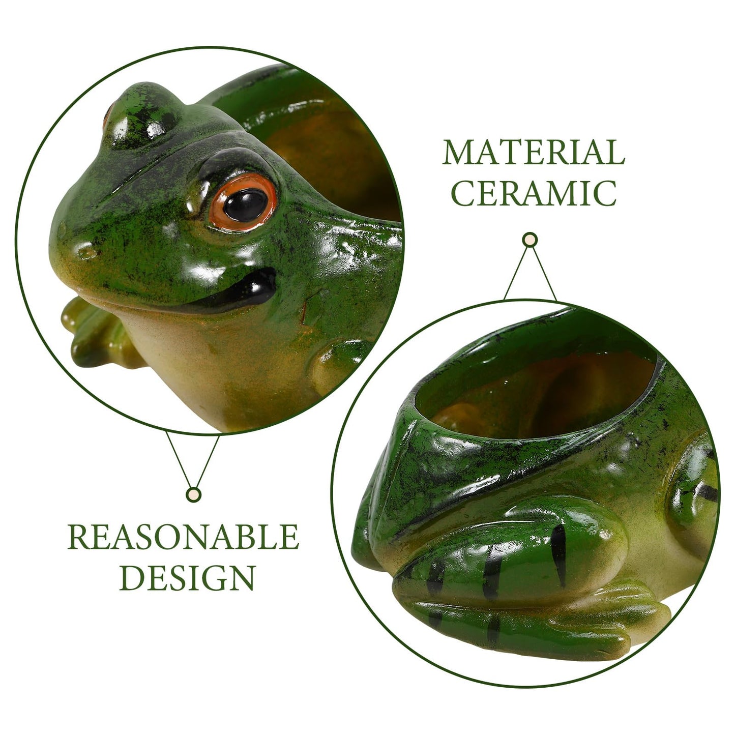 Hemoton Ceramic Frog Planter 4.44X4.05X2.75 Inch Succulent Plant Pot Decorative Flowerpot for Indoor Home Office Garden Desk