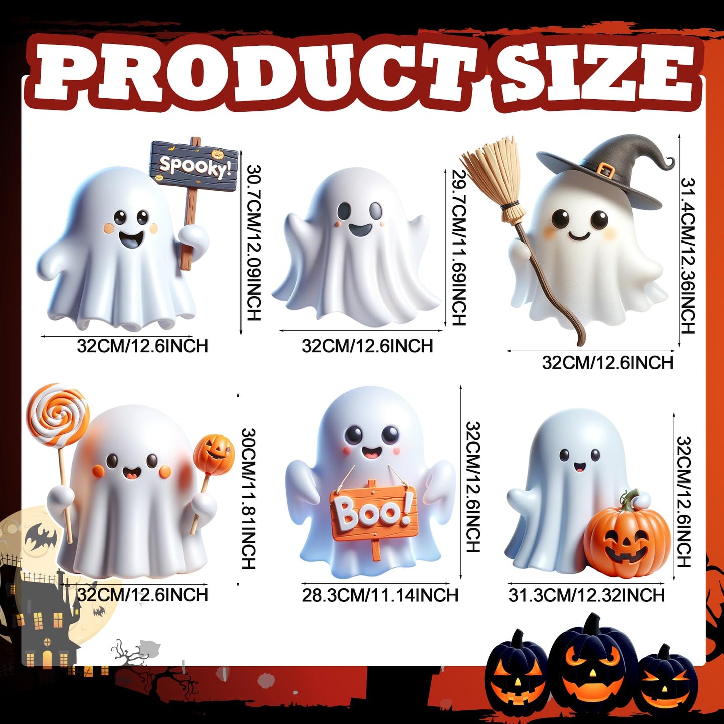 DoubleFill 6 Pcs Halloween Ghost Yard Signs Lawn Outdoor Decorations 3D Ghost Yard Stakes for Halloween Home Front Yard Garden Party Supplies(Classic)