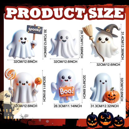 DoubleFill 6 Pcs Halloween Ghost Yard Signs Lawn Outdoor Decorations 3D Ghost Yard Stakes for Halloween Home Front Yard Garden Party Supplies(Classic)
