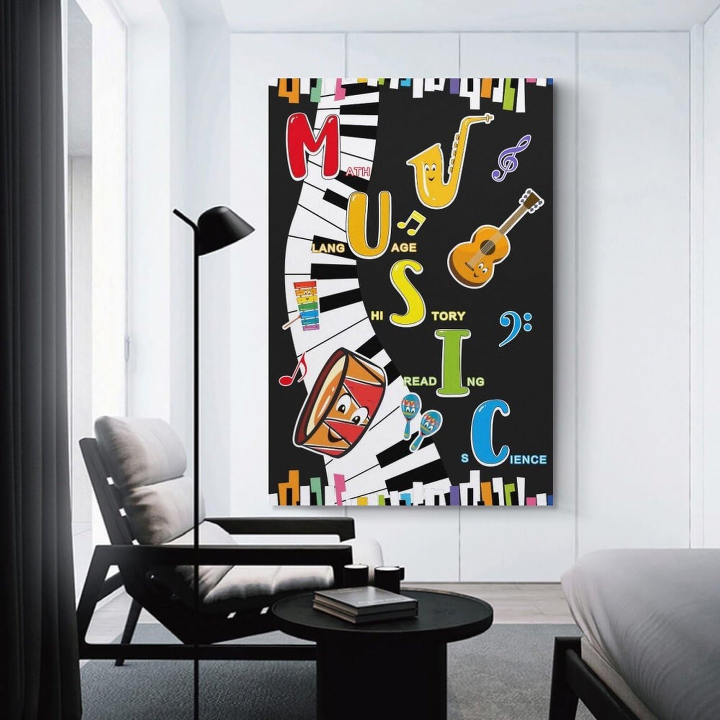 LINWDSB Music Themed Poster Musical Notes Wall Art Colorful Music Poster for Kids Students Classroom School Chalkboard Nursery Wall Back to School Supplies Unframe style 16x24inch(40x60cm)