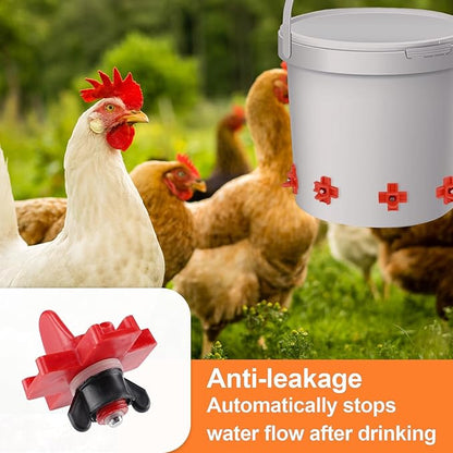30 Pack Horizontal Chicken Waterer Nipples,Leakproof Chicken Nipple Water for Poultry Coop, Durable ABS Plastic & Stainless Steel, Water Saving Design,with Drill Bits