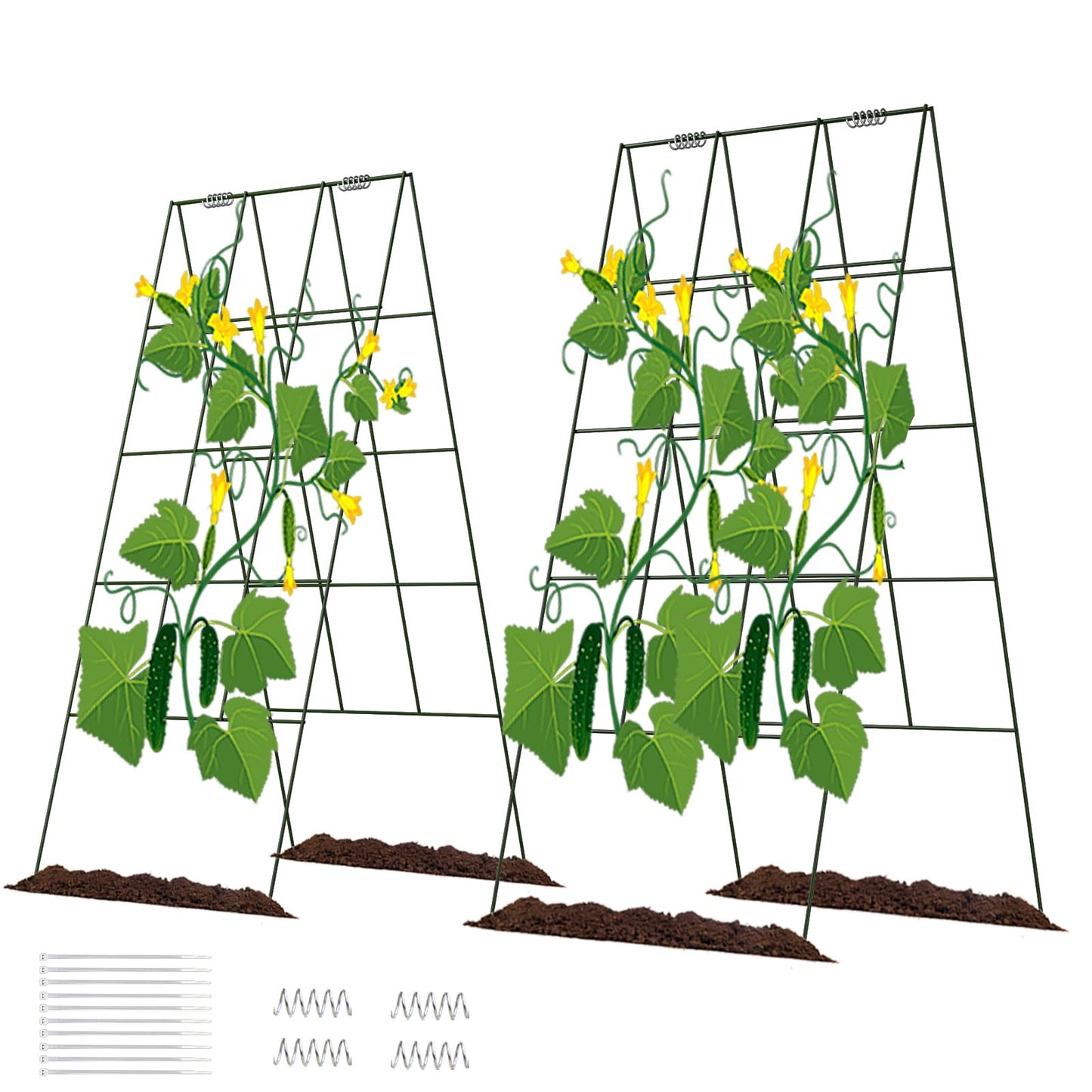 DOEWORKS Cucumber Trellis, 39" High Foldable A Frame Garden Trellis, 2 Pack, Plant Support for Climbing Cucumber, Beans, Tomatoes, Flowers, Green