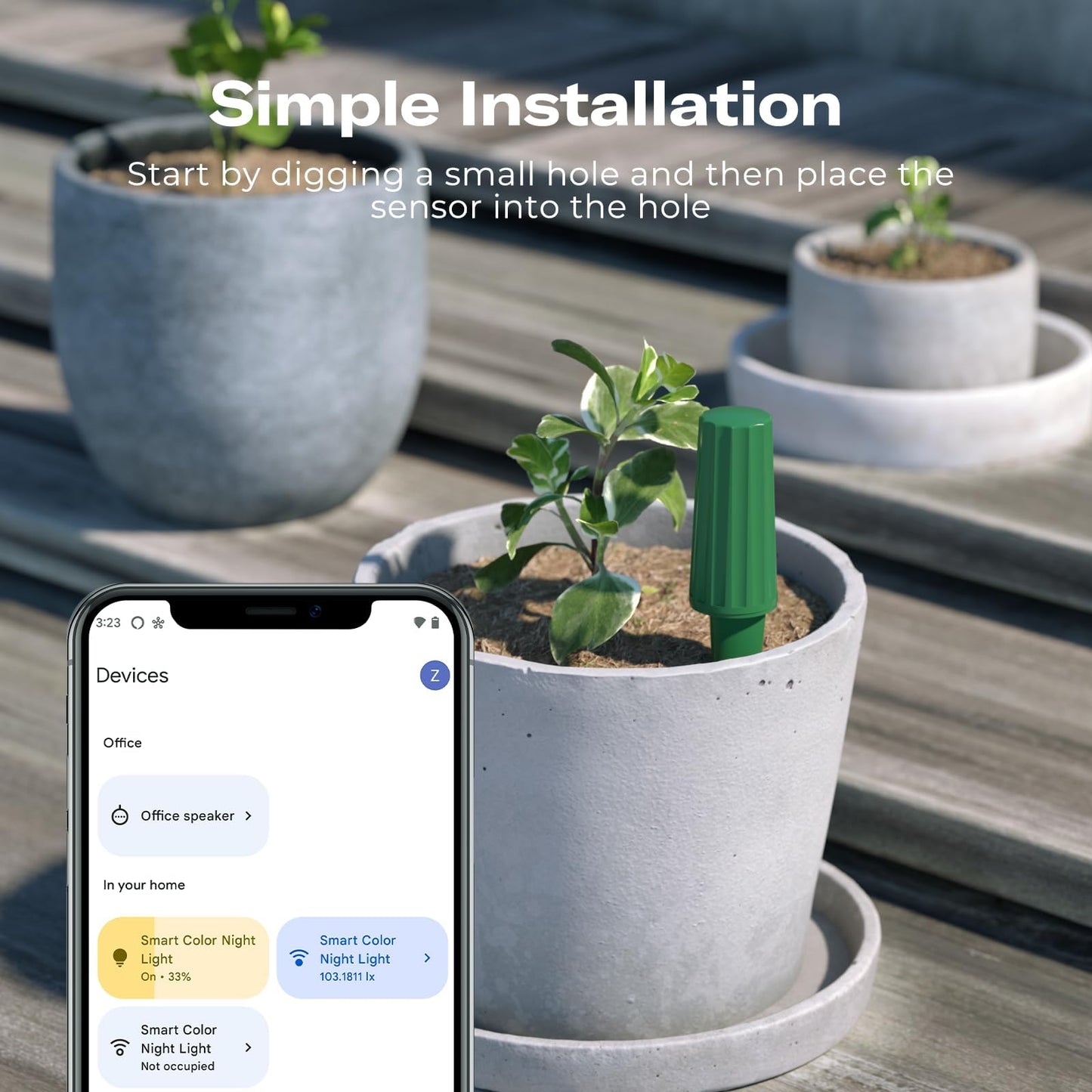 THIRDREALITY Smart Soil Moisture Sensor Gen2, Zigbee hub Needed, Enhanced Signal Stability, Capacitive Moisture Monitoring, Garden Planting, Compatible with Hubitat, SmartThings, Home Assistant, Homey