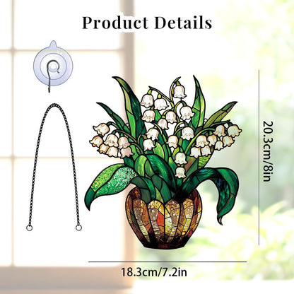 Acrylic Hanging Potted Plant for Window Doors Home Decoration，Sun Catchers for Windows Hanging，Valentine's Day Mother's Day Birthday Gifts(TYU728)