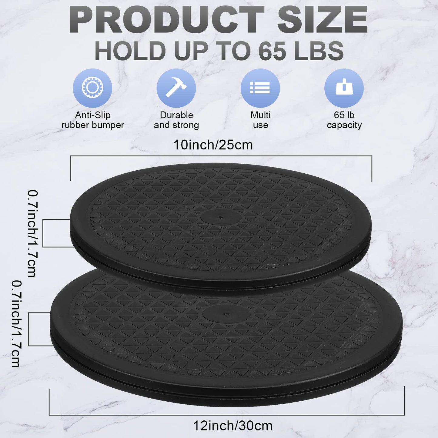 8 Pcs Lazy Susan Turntable Organizer 10 Inch 12 Inch Lazy Susan Turntable Heavy Duty Rotating Swivel Stand with Steel Ball Bearings for Flat Panel Monitors, Potted Plants, TV's, Sculpture, Speakers
