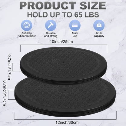 8 Pcs Lazy Susan Turntable Organizer 10 Inch 12 Inch Lazy Susan Turntable Heavy Duty Rotating Swivel Stand with Steel Ball Bearings for Flat Panel Monitors, Potted Plants, TV's, Sculpture, Speakers
