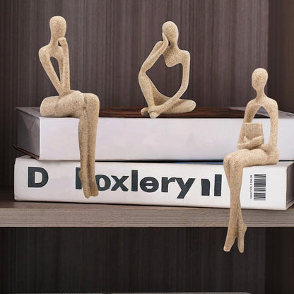 Gold Home Decor Thinker Statue Accents, Set of 3 Thinker Sculptures Office Decor Modern Abstract Resin Decoration on Shelf Table Desk for Living Room Office Bedroom Bookshelf Decor (Large)