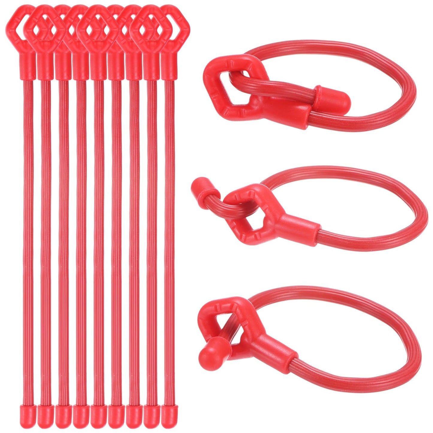 M METERXITY 12-Pack Adjustable Plant Ties, 8inch/20.32cm Silicone Flexible Multi-Function Sturdy Garden Twist Tie for Plant Support/Tree/Shrub/Vine, Reusable Support Twine [Red]