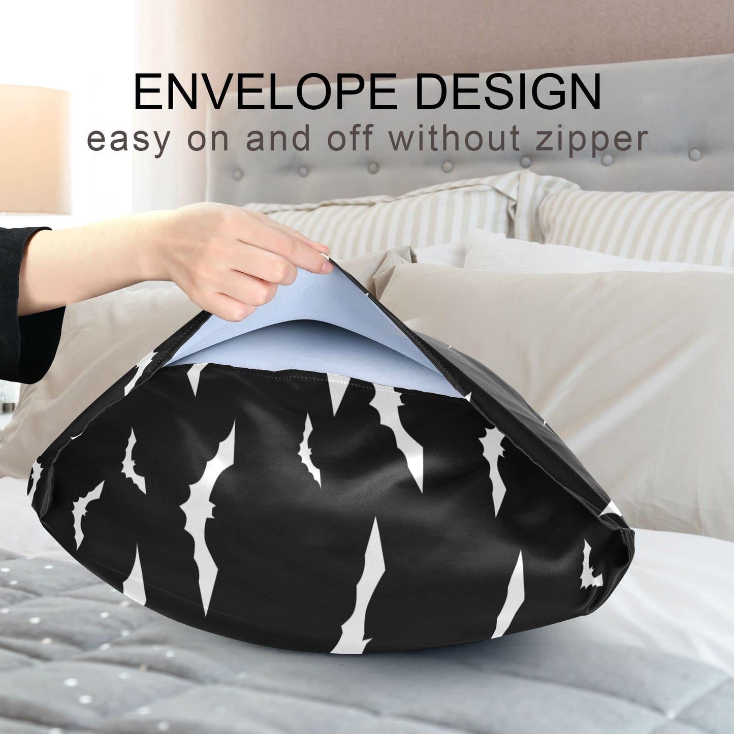 Dalzium Satin Pillowcase for Hair and Skin, Halloween Bats Silk Pillowcase Soft and Cozy Body Pillow Covers, King Size Satin Pillow Cases with Envelope Closure(20x40 Inch), 1PC