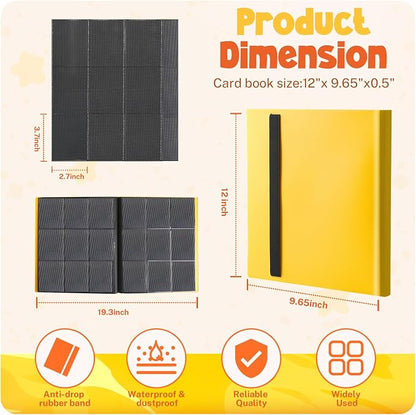 Card Binder, 9 Pocket Trading Card Album Folder,20 Pages, 360 Card Capacity Sports Card Binder, Premium Card Binders Compatible with MTG, TCG, Baseball Cards (Yellow)