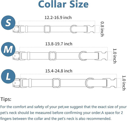 Dog Collar and Leash Set.Soft and Easy to Clean Vegan Leather with Rose Gold Metal Buckle for Small Medium Large Dogs (Pink, M(13.8"-19.7"))