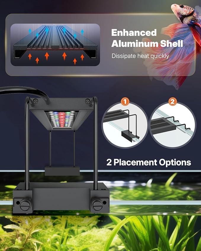 Pawfly Aquarium Light for Plants, 19 W Bluetooth Fish Tank Light, Full Spectrum Aquarium Lights for 18"-24" Fish Tanks, Extendable 24/7 LED Lights with Timer Modes & Adjustable Brightness