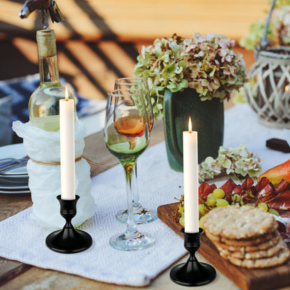 Black Candle Holder Taper Candle Holders, Set of 6 Candlestick Holders Decor for Home Decor, Metal Taper Candleholder for Fall Thanksgiving Halloween Christmas Table Fireplace Decor