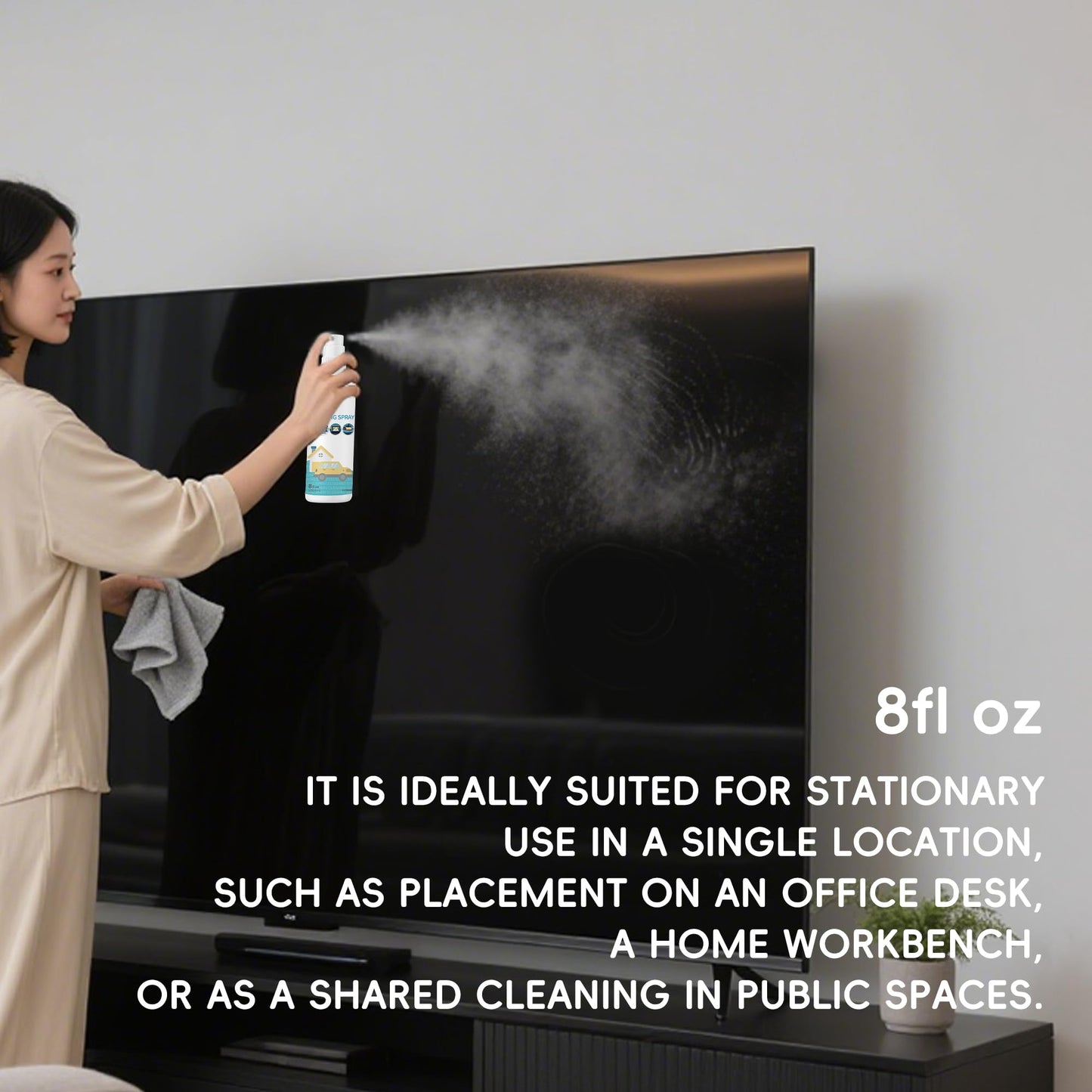 Sprayvan Screen Cleaner Spray -8oz Streak-Free TV Screen Cleaner Spray and Microfiber Cloth kit, Computer Screen Cleaner & Car Screen Cleaner for Flat Screen, LCD,Laptop,Electronic Devices and Car (1)