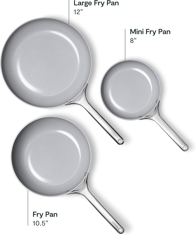 Caraway 8in + 10in Fry + 12in Fry Set (no lids) + 3Qt+ 4.5Qt Saute Duo Perracotta