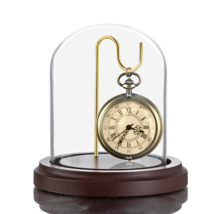 H&D HYALINE & DORA 3 x 4 Inch Clear Watch Glass Display Dome Cloche With Hook and Wooden Base, Bell Terrarium Jar for Watch Plants Medals Photos Collectibles
