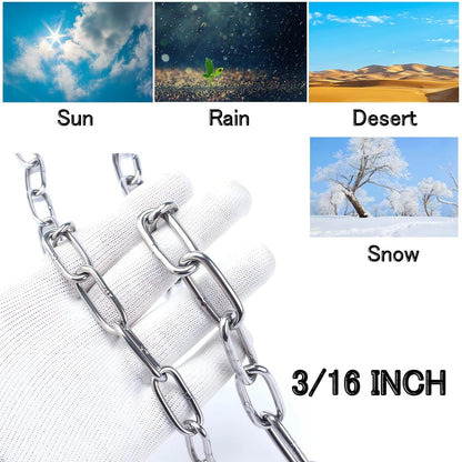 Stainless Steel Chain,Lsquirrel 13 ft Stainless Steel Rolo Cable Heavy Duty Chain for, Home, Swing, Pet, Camping (3/16 inch - 13 feet)
