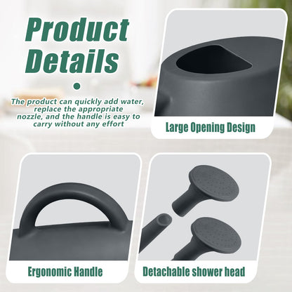TEIUKAX Indoor and Outdoor Watering Can - Long Spout -1/2 Gallon (64oz) - Grey