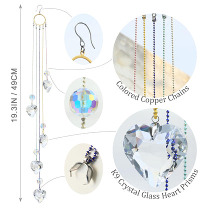 Crystals Heart Prisms Suncatcher Hanging Ornament Rainbow Maker for Home,Garden Decoration (Heart)