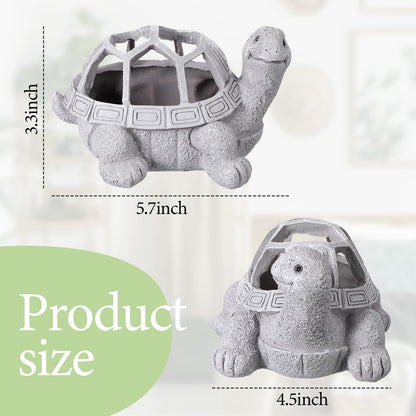 Umigy 2 Pcs Turtle Planters Succulent Pot, Indoor Outdoor Planter with Drainage Holes, Resin Material, Gardening Home Desk Cute Decoration Gifts for Plant Turtle Lovers, 5.51" x 4.33" x 3.14"