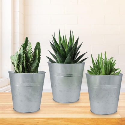 GENHAKON 25 Pack Round Metal Bucket, 4.72 x 4.72 x 3.54 Inch, Galvanized Metal Planters for Balcony Garden Decor, Parties, Weddings