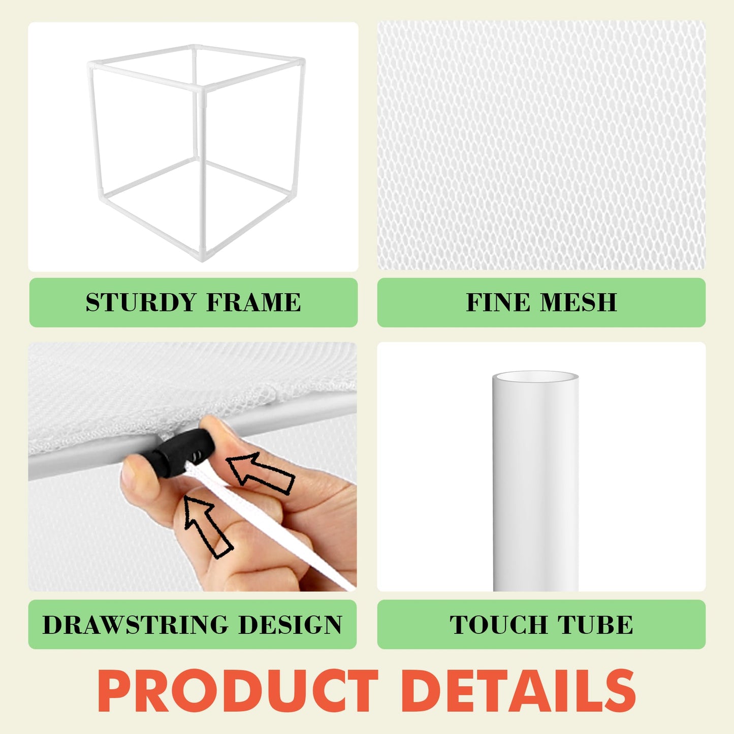 Verdanzia 3 Pack Plant Protectors from Animals, 13.8" X 13.8" Detachable Plant Cages for Outdoor Plants with Netting, Square Plant Cages to Keep Animals Out with Ground Stakes (White)