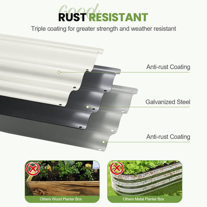 G GOOD GAIN Raised Garden Bed Kit - 5-in-1 Adjustable Galvanized Metal Planter Box with Protective Tape & Gloves & Tools | 8x3x1.4ft Outdoor Raised Bed for Gardening Vegetables, Flowers, Herbs, Green