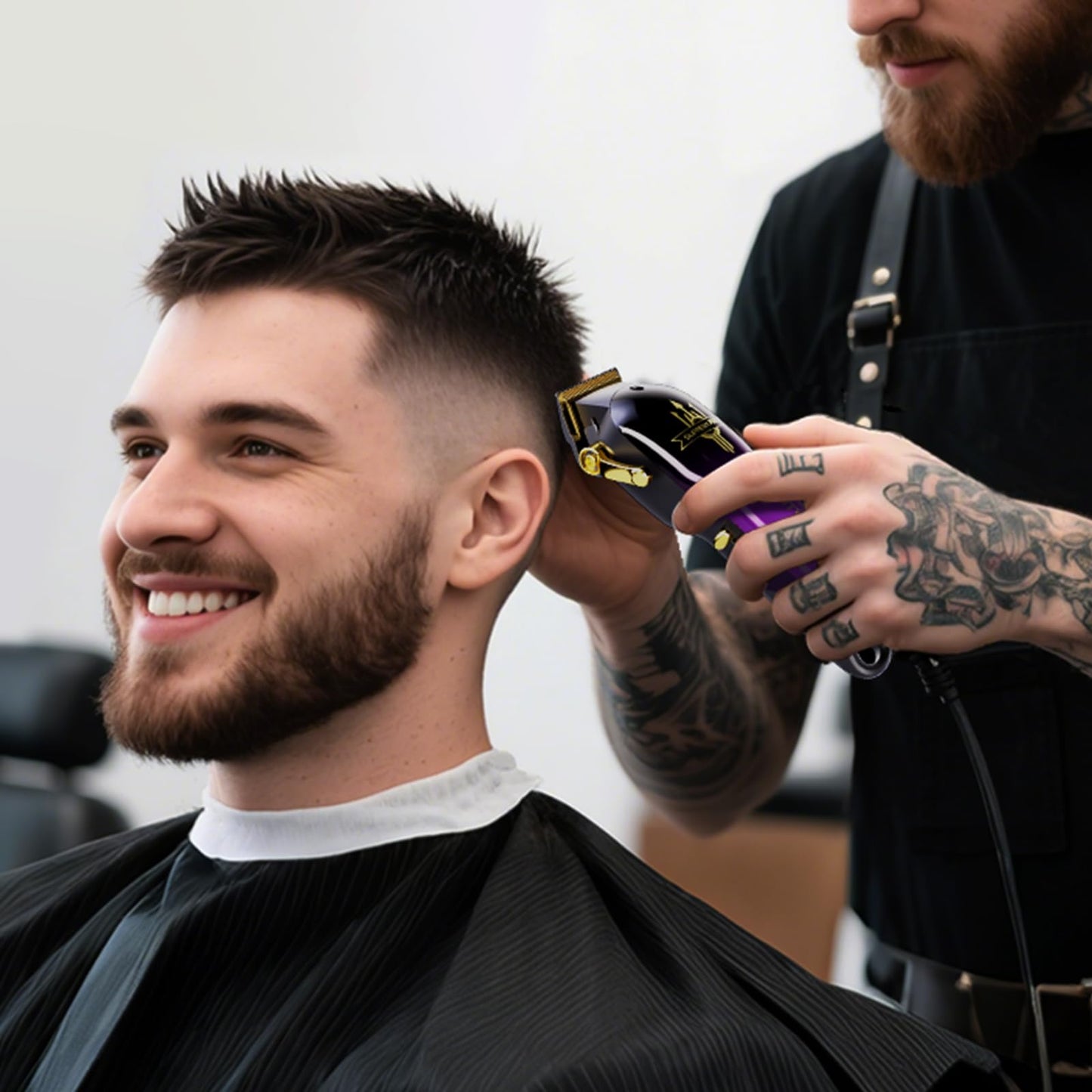 SUPRENT PRO Professional Hair Clippers for Men- Premium Barber Clippers with Brushless Motor- Rechargeable Haircutting Kit with DIY Customizable Casing- Gift for Men