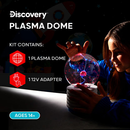 Discovery™ Plasma Globe Lamp - Touch & Sound Sensitive Lightning| Electric Tesla Coil Base Design| Educational STEM Toy| Home & Room Décor| Light-Up Plasma Orb| Interactive Globe| Fun Science Gift