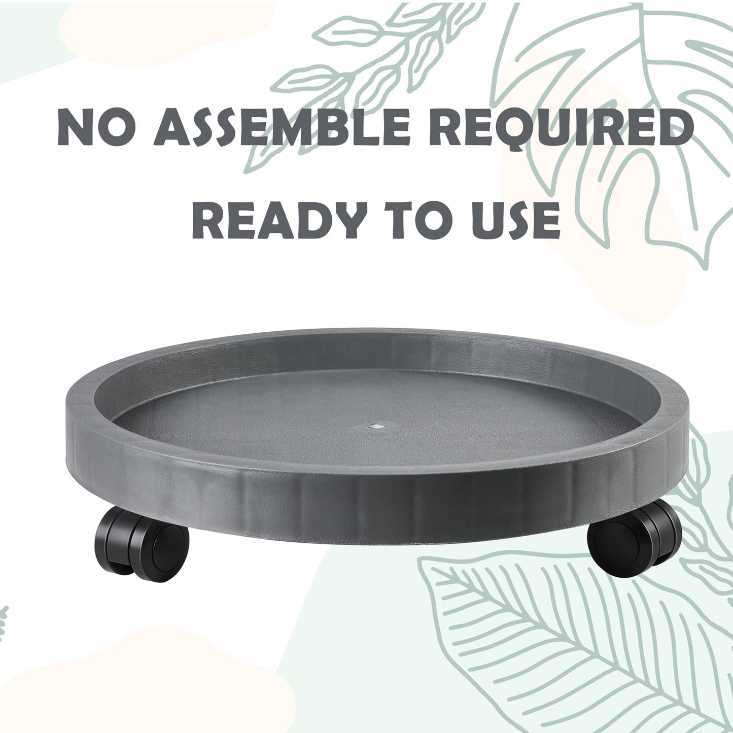 3PCS,14.2 Inch, Planter Caddies Rolling Saucer Caddy with Wheels, Heavy Duty Wheeled Stand for Potted Plant, Round Coaster Roller Base Tray with Casters, Flower Pot Dolly Holder for Indoor Outdoor