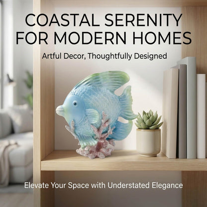 Bertork Beach Decor Angelfish Statue, Coastal Ocean Decor Sculpture