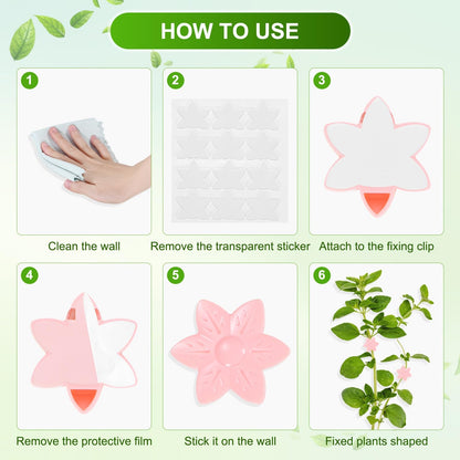 M METERXITY 20 Pack Plant Wall Clips, Self-Adhesive Plant Climbing Wall Clips Fixer with Acrylic Adhesive Sticker for Vine Support/Indoor/Outdoor Decor [Plum Blossom-Pink]