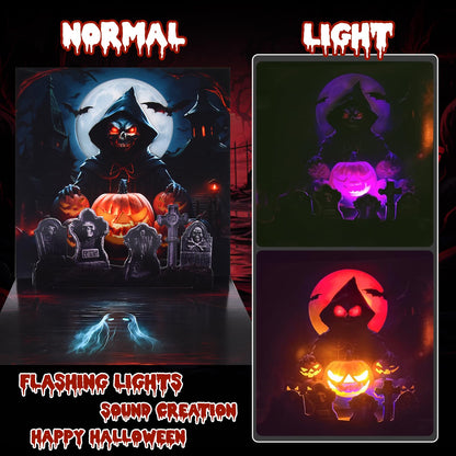 VIVIKEN Halloween Cards, Pop Up Lights Up Halloween Cards with Horror Sound