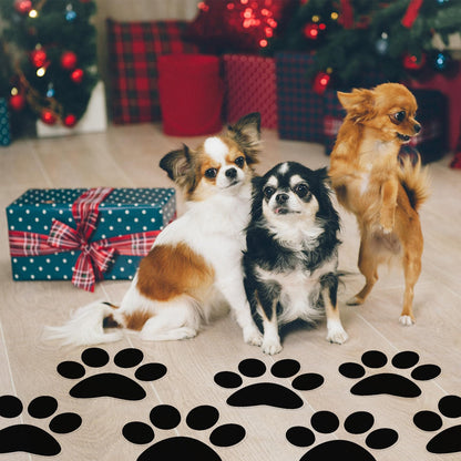 ReliThick 30 Pcs Paw Print Floor Decal 7.5" Large Pawprints Wall Cling Self Adhesive Footprint Floor Cling Window Stickers Wall Decal for Bedroom Living Room Decor(Black)