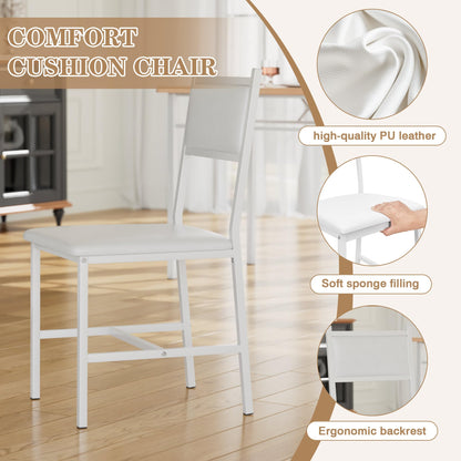 VECELO Dining Table Set for 4 with Chairs, 5-Piece Kitchen Table and Upholstered Padded Chairs Set for Small Space, Dining Room, Apartment, Natural White