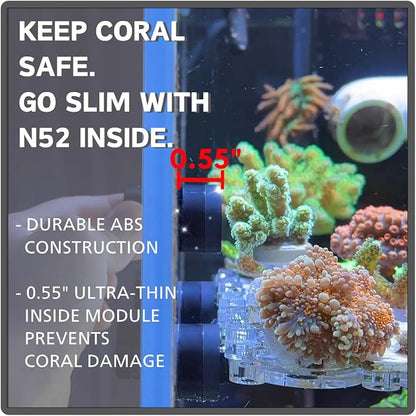 Magnetic Aquarium Cleaner, N52 Strong Magnet Algae Scraper for Fish Tank Glass, Ultra-Thin 0.55" Coral Safe, Fits 0.6" Glass 120 Gallon, Freshwater Marine (Not Acrylic) (STD)