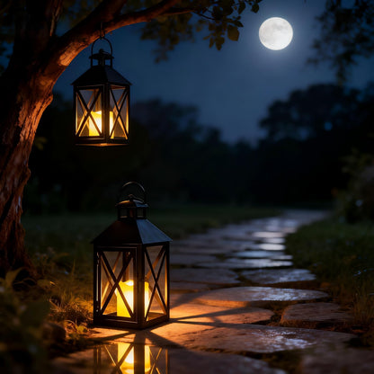 Bdor 2 Pack Fall Lantern Decor with LED Candle – 12 Inch Harvest Pumpkin Maple Leaf Hanging Lantern for Autumn Thanksgiving Table Centerpiece Indoor Outdoor Decoration, Battery Operated