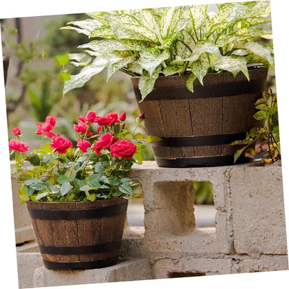 Resin Tree Pattern Planter Pot 9.05 Inch with Drainage for Succulents Bonsai Herbs Outdoor Flower Pot Decorative for Garden Balcony