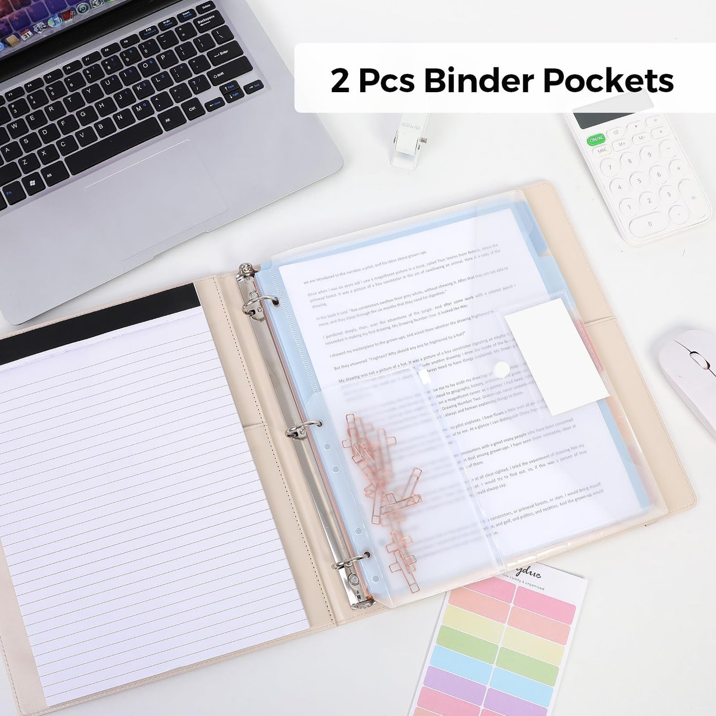 SKYDUE 3 Ring Binder with Clipboard,1 Inch Binder, 13.2" × 10.2" PU Clipboard Binder with Notepad & 5 Dividers with 5 Pockets, Labels, Clipboard Folder Great for School Office(Fit Letter Sized Paper)
