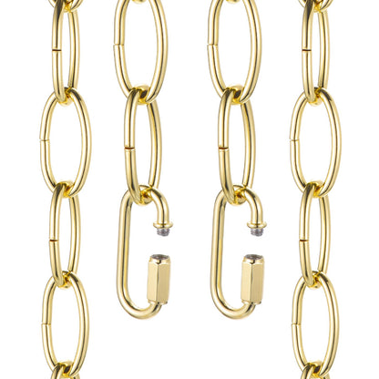uxcell 3ft Lighting Hanging Chain, 3.8mm/0.15" Looping Metal Pendant Chandelier Chain Extension with 2 Quick Link Lock for Hanging Plant Pendant Chandelier Light Fixture, Light Golden
