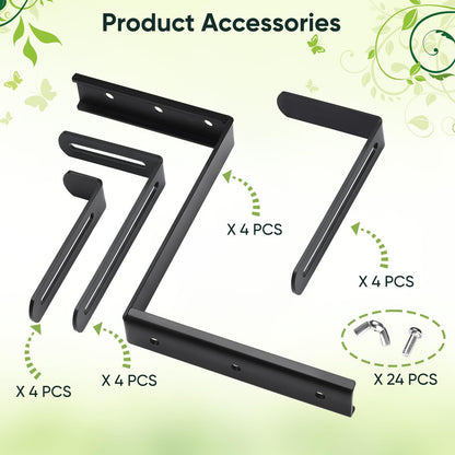 VIVIKEN Planter Box Brackets, Adjustable Flower Brackets for Deck Railing, No Drill Window Bracket for Outdoor Planters-4 Pack