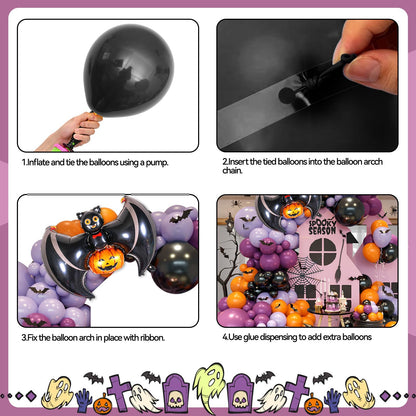 Halloween Balloon Arch Garland, Pink Purple Balloons with Star Cute Ghost Boo Foil Balloon, Metallic Purple Pink Black Latex Balloons Bat Stickers for Kids Girls Birthday Halloween Party Decorations