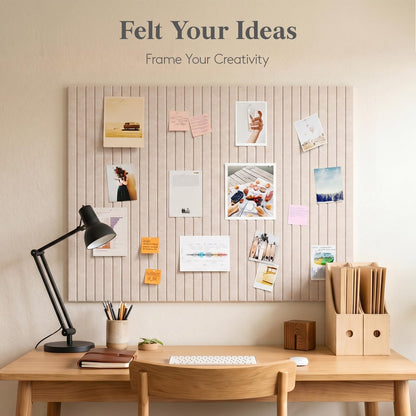 Lifewit Felt Slatted Bulletin Board, 12 Pack Self-Adhesive Panel, 48"x 36" Total Size, Cork Board Alternative, Pin Message Board with 30 Pushpins for Room and Office Decor, Home, Dorm, Gray