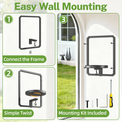 iDavosic.ly Wall Plant Picture Frame Holder Set of 2 with 2 Grow Light for Indoor, Metal Stand with Hanging Hooks, Space Saving Floating Flower Display Decor (Pots/Chains/Plants Not Included)