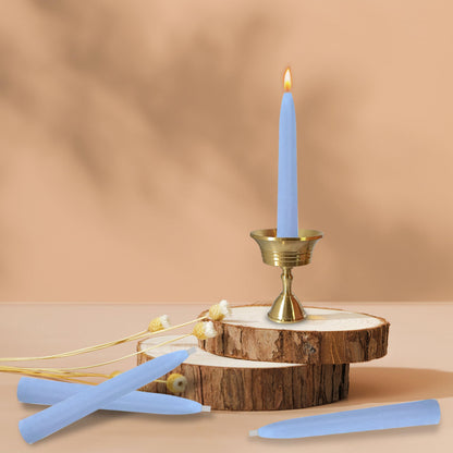 30 Minute Meditation Candle Seasalt Scented Mini Taper Candles with Brass Holder & Candle Sticky Dots, Blue Meditation Candles for Ritual Prayer Yoga Relaxation, 30PCS