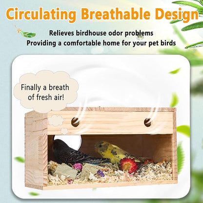 kathson Parakeet Nesting Box,Transparent Parrots Breeding Mating Boxes Nest House,Bird Cage Nesting Box for Cockatiel,Budgie,Lovebirds,Conure,Finch,Canary,M