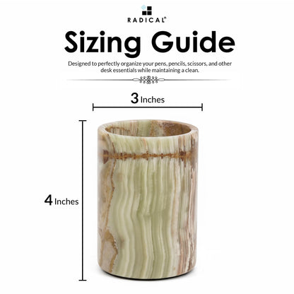 Radicaln Marble Pen Holder For Desk 4" Inches Green Onyx Handmade Marble Toothbrush Holder & Pen Holder For Home Decor, Ideal Pencil Holder For Desk Organizer